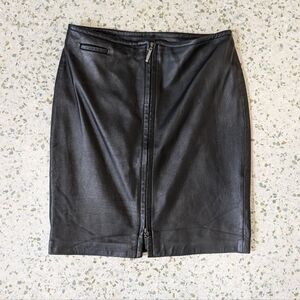 NWOT Express 100% Leather Black Zippered Mini Skirt